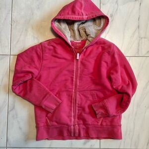 LL Bean girls Hoodie sweatshirt size 8-  Tan Fur lined